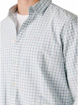 Camicia Pepe Jeans Presley geometrica blu e bianca per uomo