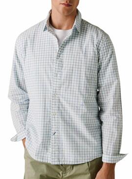 Camicia Pepe Jeans Presley geometrica blu e bianca per uomo