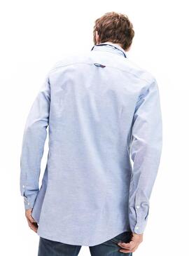Camicia Tommy Jeans stretch Oxford Blu per Uomo