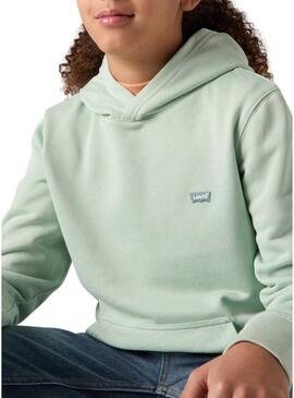 Felpa Levis Mini Batwing Hoodie verde per bambino e bambina.