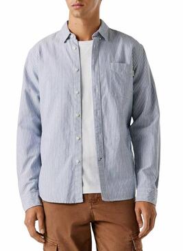 Camicia a righe Pepe Jeans Prescot blu e bianca per uomo