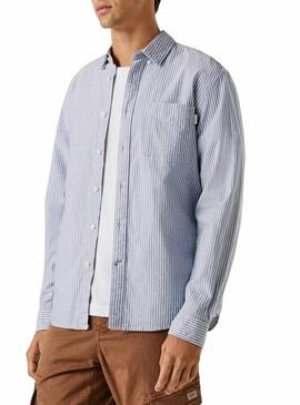 Camicia a righe Pepe Jeans Prescot blu e bianca per uomo