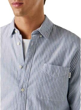 Camicia a righe Pepe Jeans Prescot blu e bianca per uomo