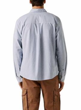 Camicia a righe Pepe Jeans Prescot blu e bianca per uomo