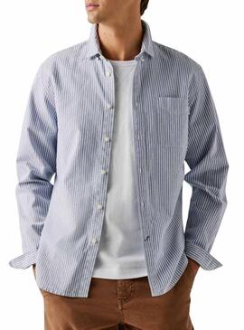 Camicia a righe Pepe Jeans Prescot blu e bianca per uomo