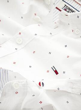 Camicia Tommy Jeans Disty Print Bianco Per Uomo