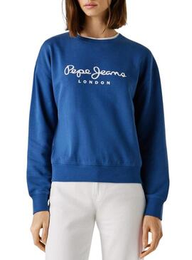 Felpa Pepe Jeans Maty bluastro per donna.