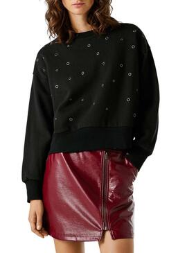 Felpa Pepe Jeans Baulena nera da donna.