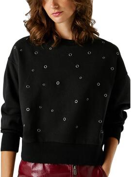 Felpa Pepe Jeans Baulena nera da donna.