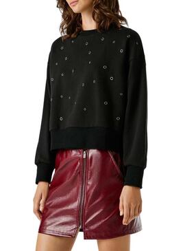 Felpa Pepe Jeans Baulena nera da donna.