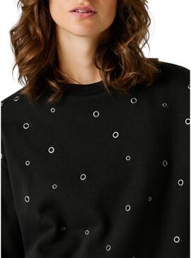 Felpa Pepe Jeans Baulena nera da donna.