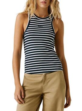 Maglietta Pepe Jeans Marian blu e bianca per donna