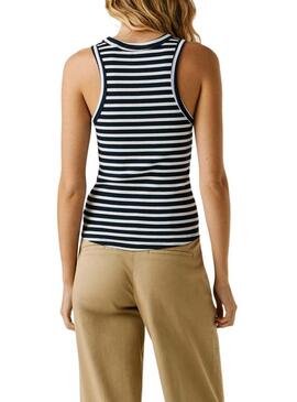 Maglietta Pepe Jeans Marian blu e bianca per donna