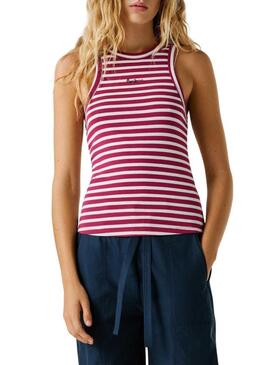 Maglietta Pepe Jeans Marian rosa e bianca per donna