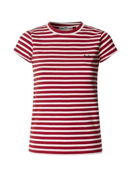 Maglietta Pepe Jeans Merida rosso e bianco per donna