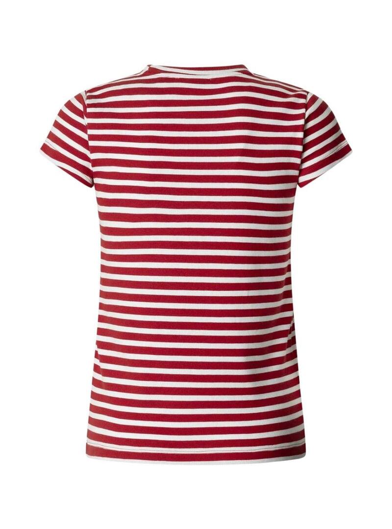 Maglietta Pepe Jeans Merida rosso e bianco per donna