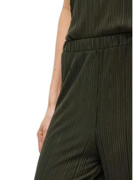 Pantaloni Vila Viplisa verde plissettati per donna.