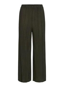 Pantaloni Vila Viplisa verde plissettati per donna.