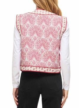 Gilet Vila Delphine boho corallo e bianco per donna