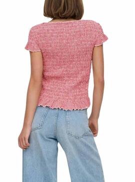 Maglia Only Celle stampata vichy rossa per donna.