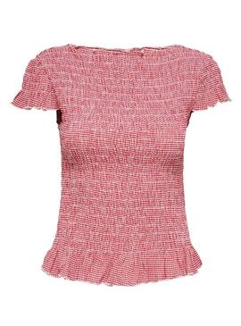 Maglia Only Celle stampata vichy rossa per donna.