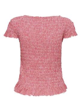 Maglia Only Celle stampata vichy rossa per donna.