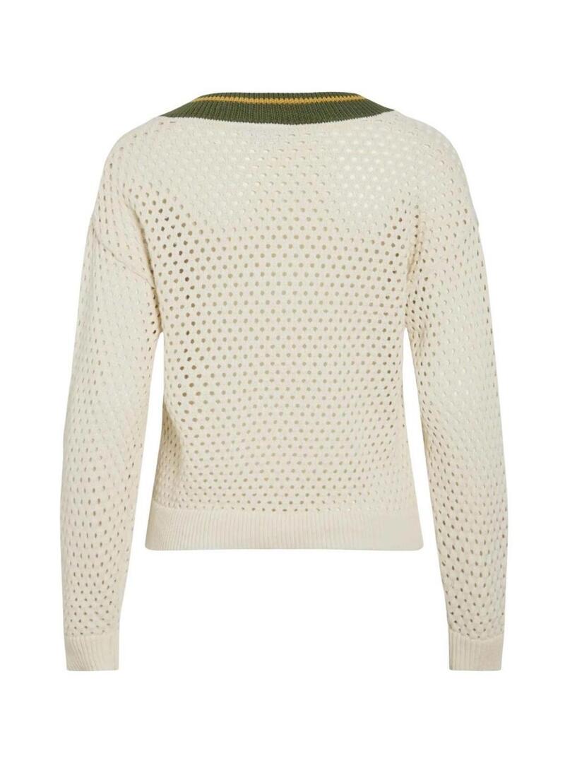 Maglia Vila Marian a maglia beige a punto per donna.