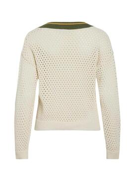 Maglia Vila Marian a maglia beige a punto per donna.