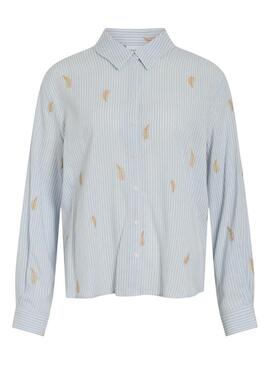 Camicia Vila Matinda a righe e ricami blu per donna