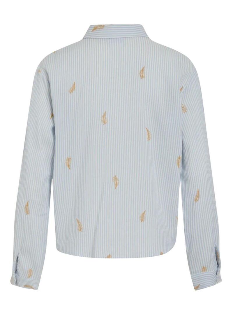 Camicia Vila Matinda a righe e ricami blu per donna