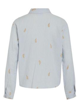 Camicia Vila Matinda a righe e ricami blu per donna