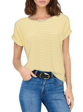 Maglietta a righe gialle Only Moster per donna.