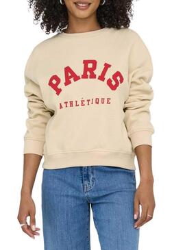 Felpa Only Onlsweat Life beige per donna
