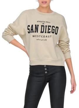 Felpa Only Onlsweat Life beige per donna