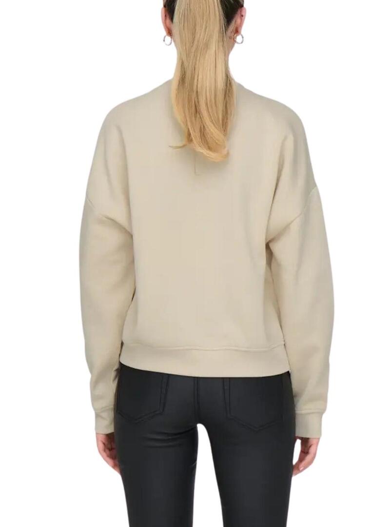 Felpa Only Onlsweat Life beige per donna