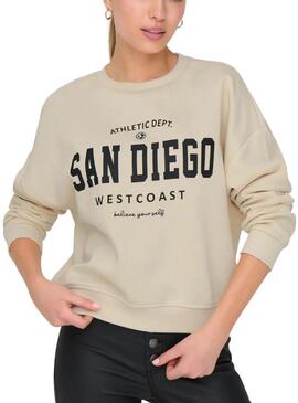 Felpa Only Onlsweat Life beige per donna