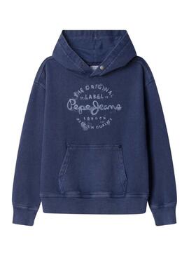 Felpa Pepe Jeans Vernon con logo circolare blu scuro per bambino