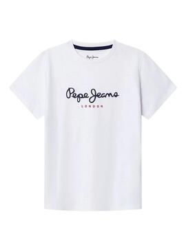 Maglietta logo Pepe Jeans New Art bianca per bambino