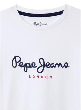 Maglietta logo Pepe Jeans New Art bianca per bambino
