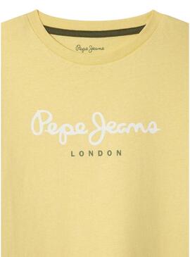 Maglietta Pepe Jeans New Arta logo gialla per bambino