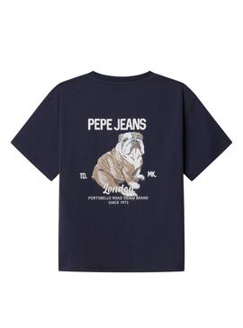 Maglietta Pepe Jeans Cutbert in blu scuro per bambino.