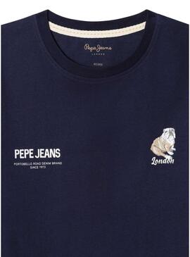 Maglietta Pepe Jeans Cutbert in blu scuro per bambino.