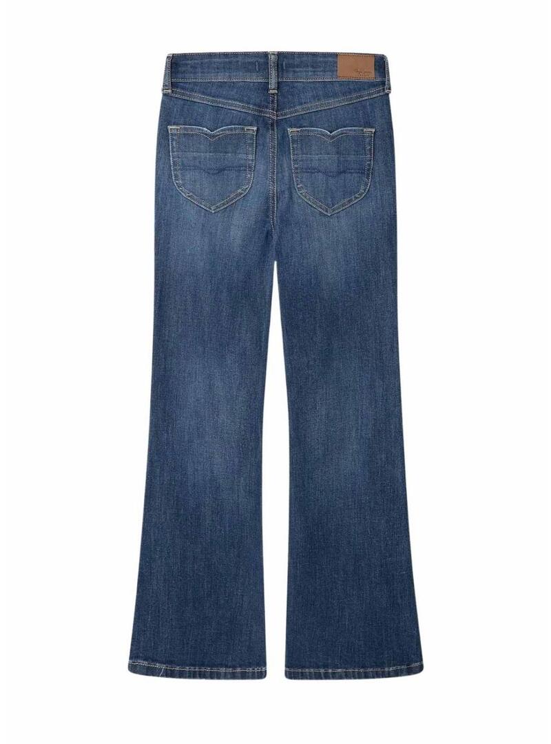 Pantaloni in denim Pepe Jeans Slim Flare blu per ragazze