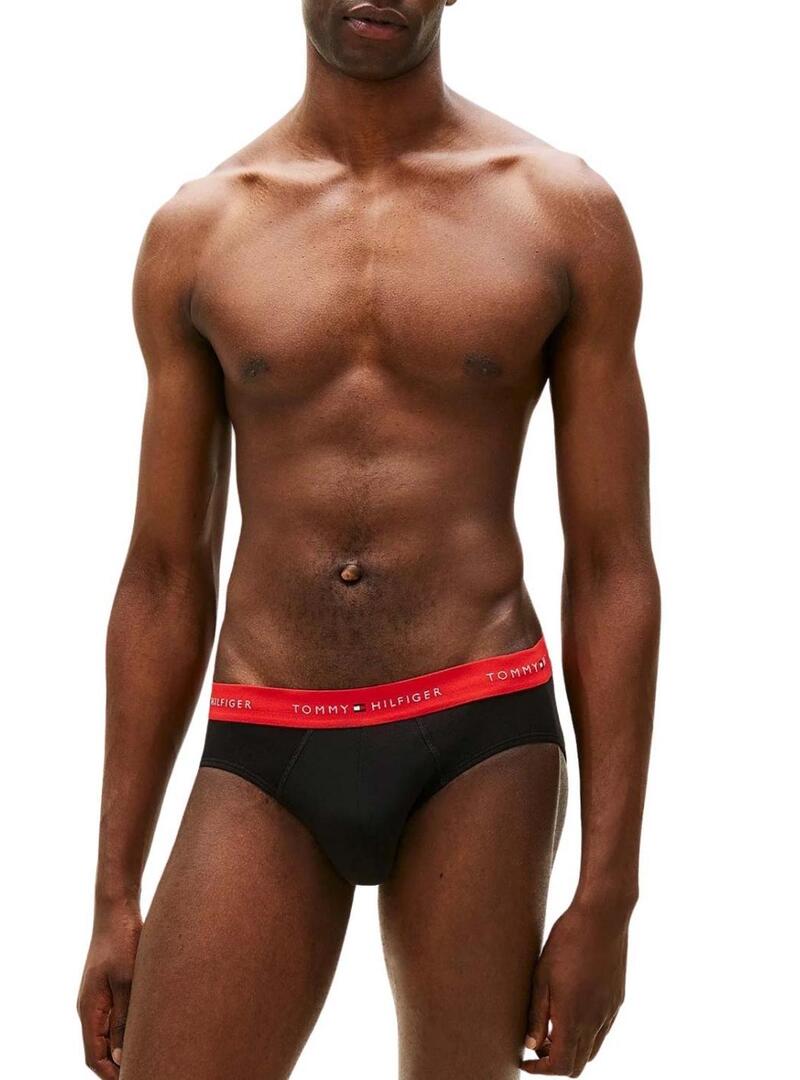 Pacco da 3 mutande slip nere Tommy Hilfiger per uomo.