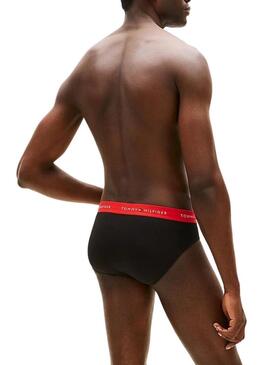 Pacco da 3 mutande slip nere Tommy Hilfiger per uomo.