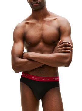 Pacco da 3 mutande slip nere Tommy Hilfiger per uomo.