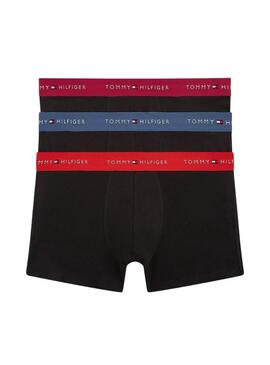 Confezione da 3 boxer Tommy Hilfiger Trunk Signature neri con cintura multi per uomo.