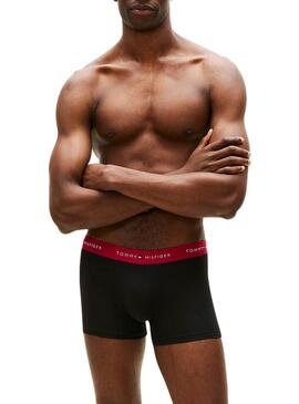 Confezione da 3 boxer Tommy Hilfiger Trunk Signature neri con cintura multi per uomo.