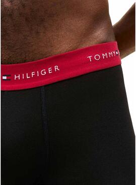 Confezione da 3 boxer Tommy Hilfiger Trunk Signature neri con cintura multi per uomo.