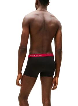 Confezione da 3 boxer Tommy Hilfiger Trunk Signature neri con cintura multi per uomo.